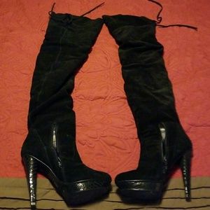 Knee high suede boots